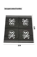 Pack 20 Servilletas Halloween Calavera 20 Unidades Multiuso