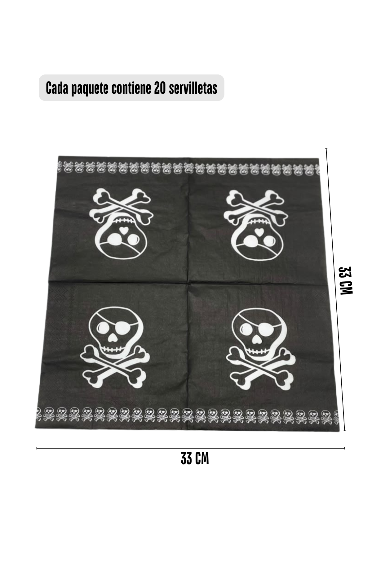 Pack 20 Servilletas Halloween Calavera 20 Unidades Multiuso