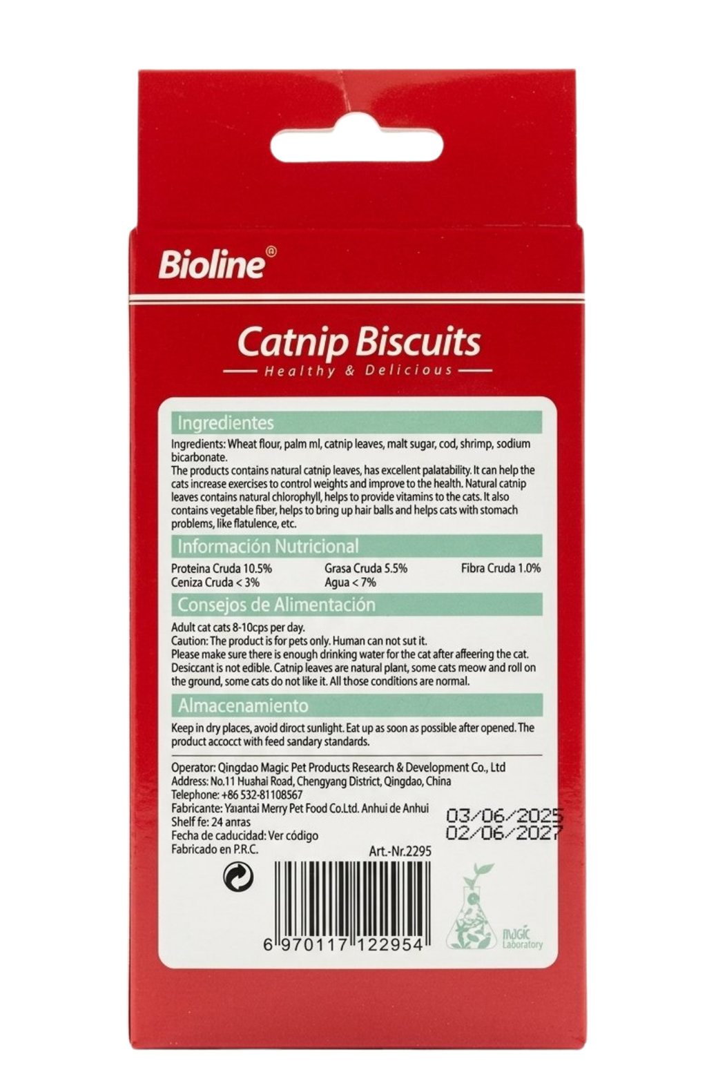Snack Bioline Para Gato Con Catnip Y Salmón / Bacalao 80 G