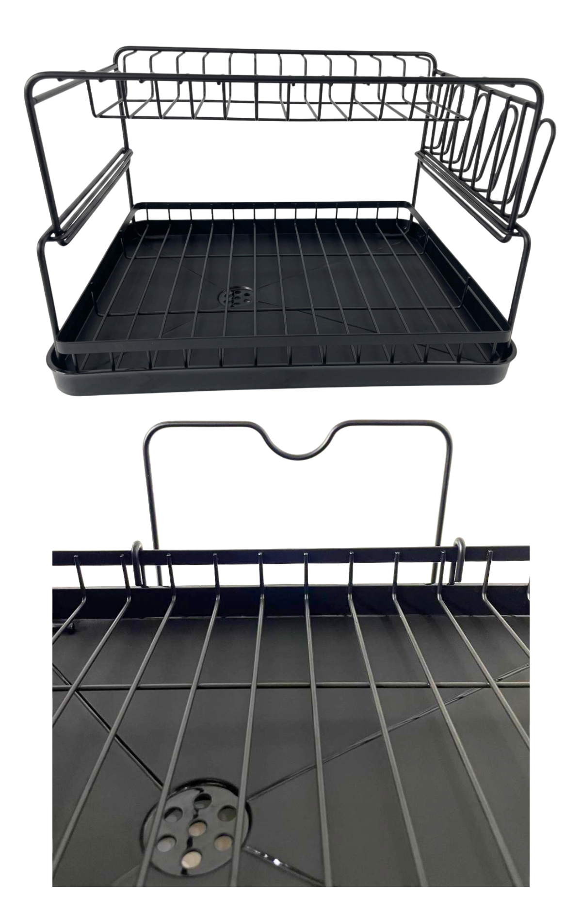 Secaplatos Escurridor De Platos 2 Pisos Simplit Acero Negro