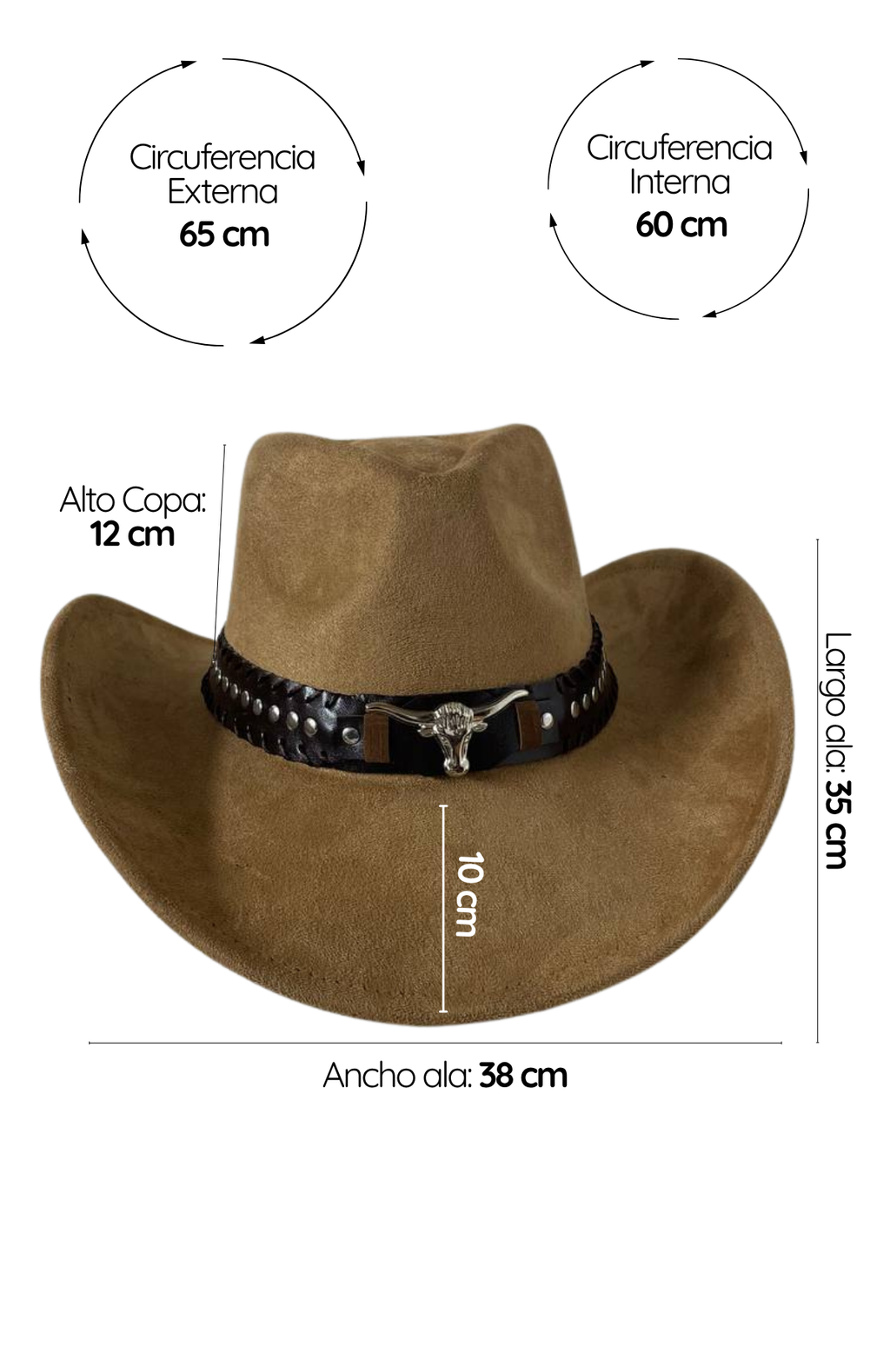 Sombrero Vaquero Estilo Western Texano Adultos Unisex Cowboy