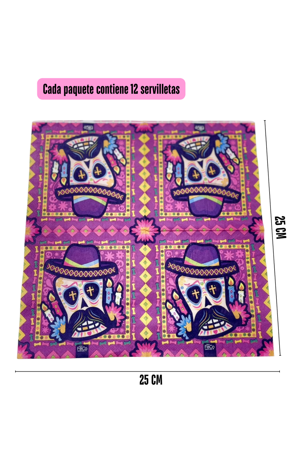 Pack 12 Servilletas Para Fiestas Evento Cumpleaños Catrina Calacas