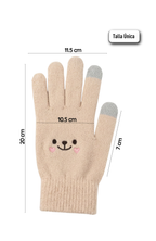 Guantes Táctiles Lana Térmicos Osito Para Niñas 6 A 10 Años