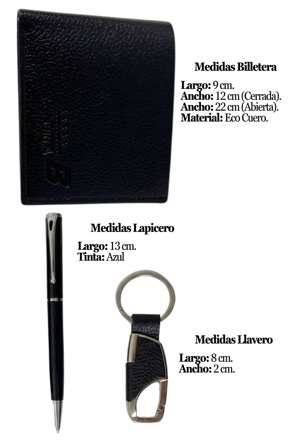 Set De Regalo Hombre Billetera Lapicero Y Llavero Elegante