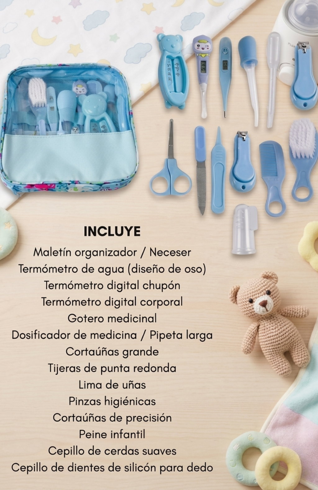 Kit De Aseo Para Bebé 13 Piezas De Higiene Cuidado Completo