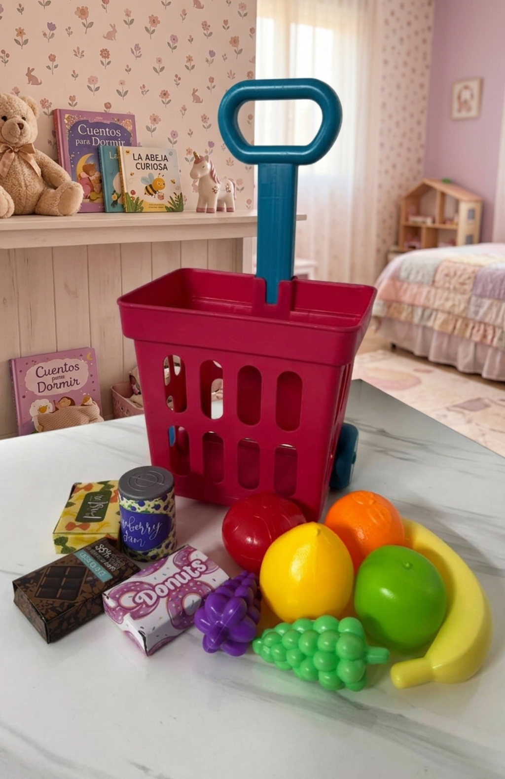 Carrito Compras Juguete Para Niños Con Frutas Y Alimentos
