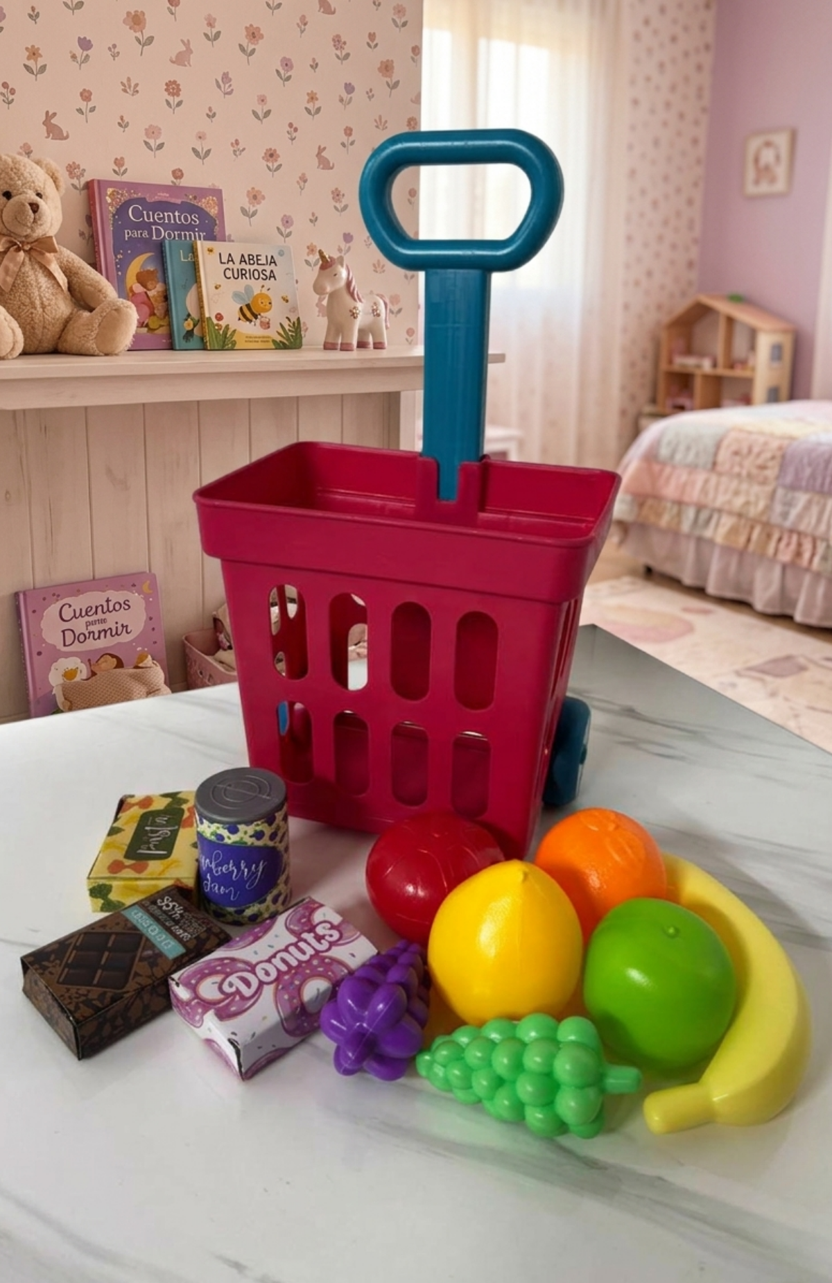 Carrito Compras Juguete Para Niños Con Frutas Y Alimentos