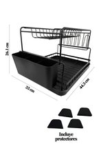 Secaplatos Escurridor De Platos 2 Pisos Simplit Acero Negro