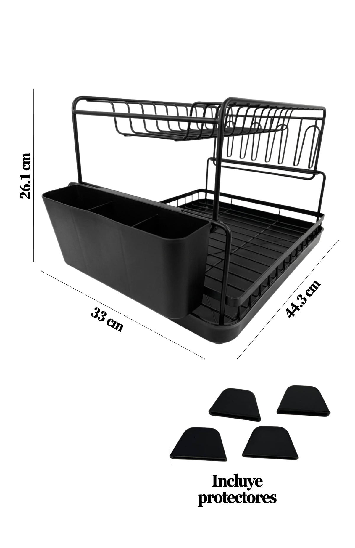Secaplatos Escurridor De Platos 2 Pisos Simplit Acero Negro