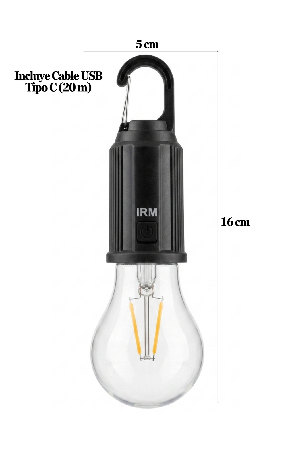 Lámpara Ampolleta Led Colgante Camping Recargable Usb Tipo C