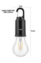 Lámpara Ampolleta Led Colgante Camping Recargable Usb Tipo C