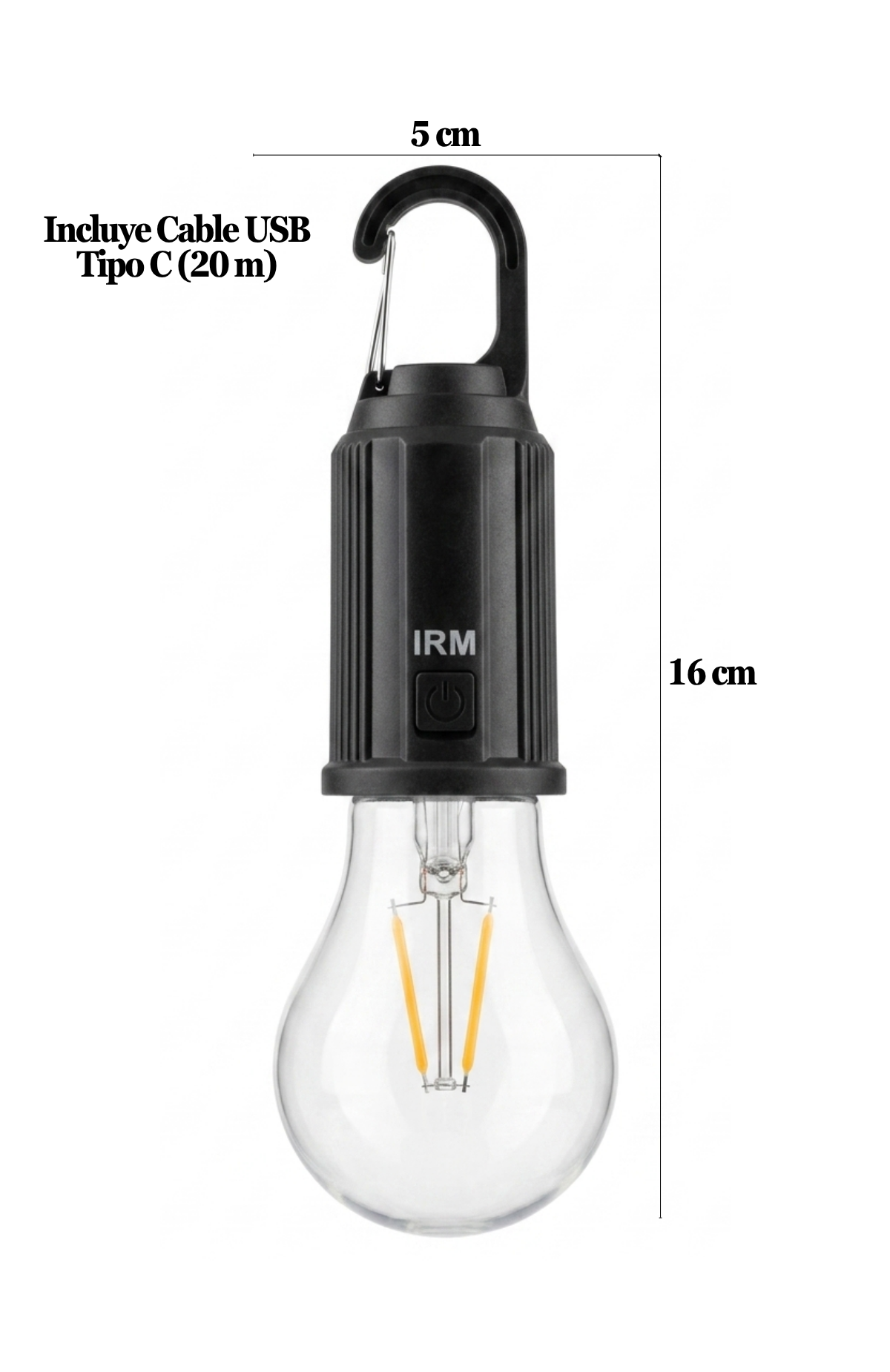 Lámpara Ampolleta Led Colgante Camping Recargable Usb Tipo C