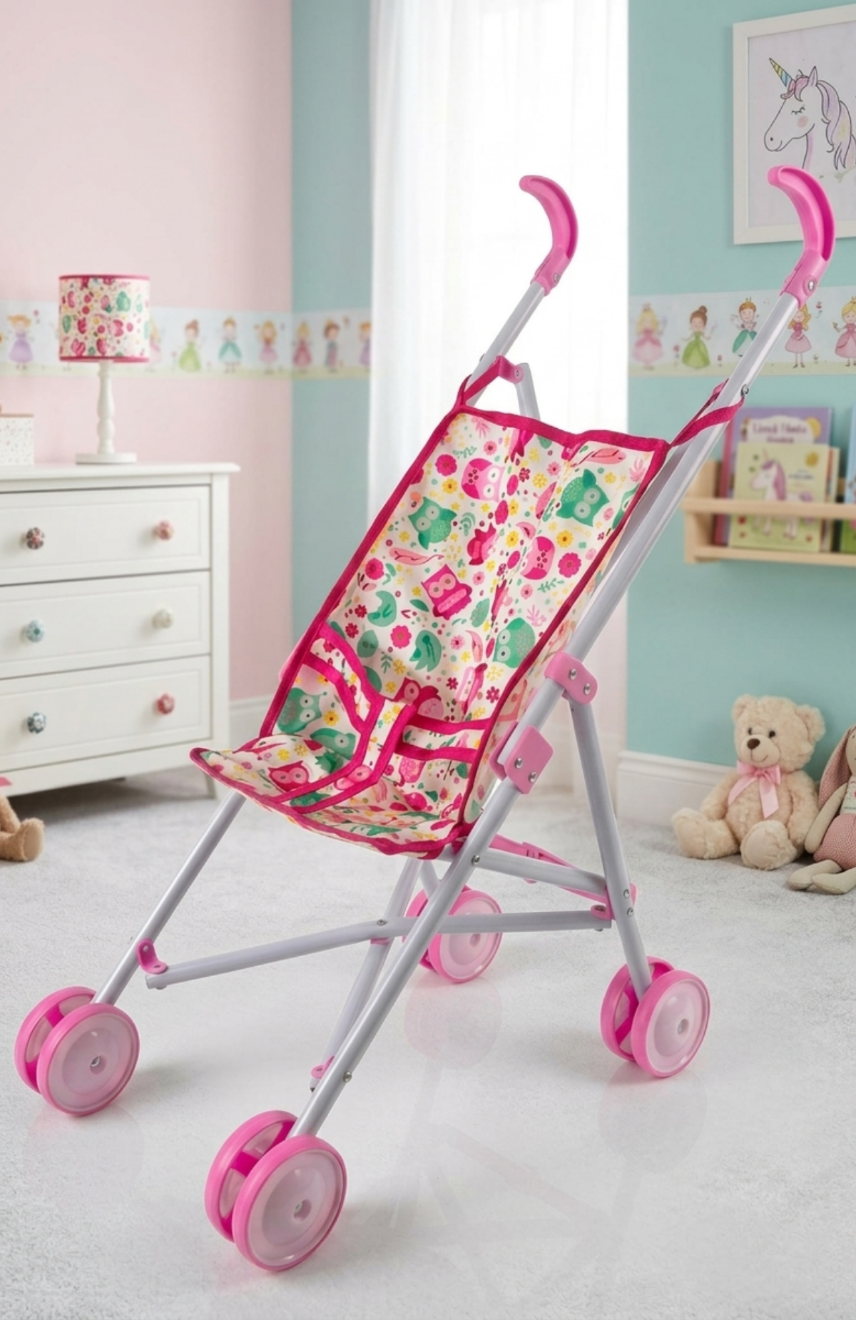 Coche De Juguete Para Muñecas Paseador Plegable Rosa