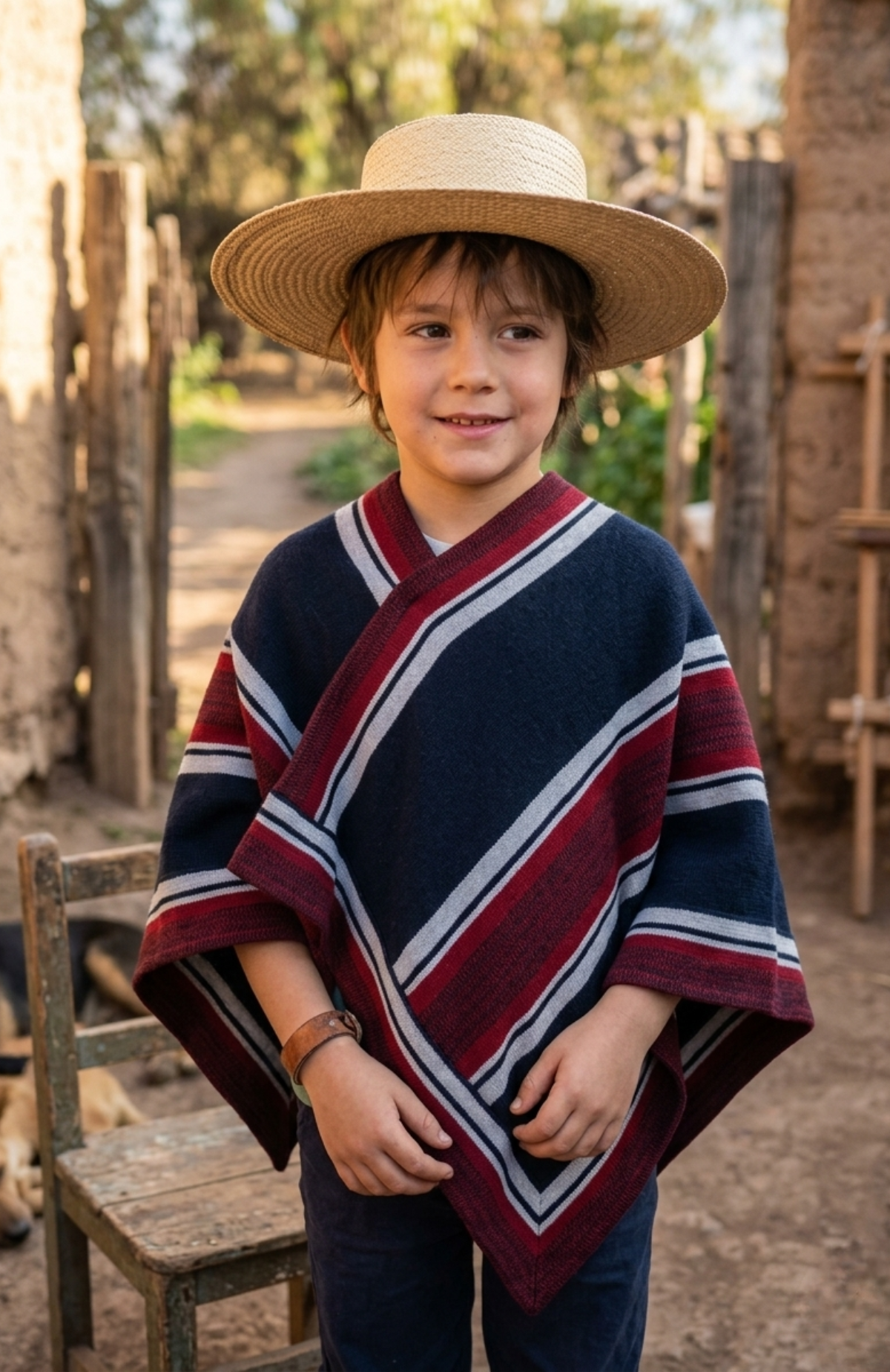 Manta Poncho Huaso Baile Cueca Fecha Patrias 67x100cm
