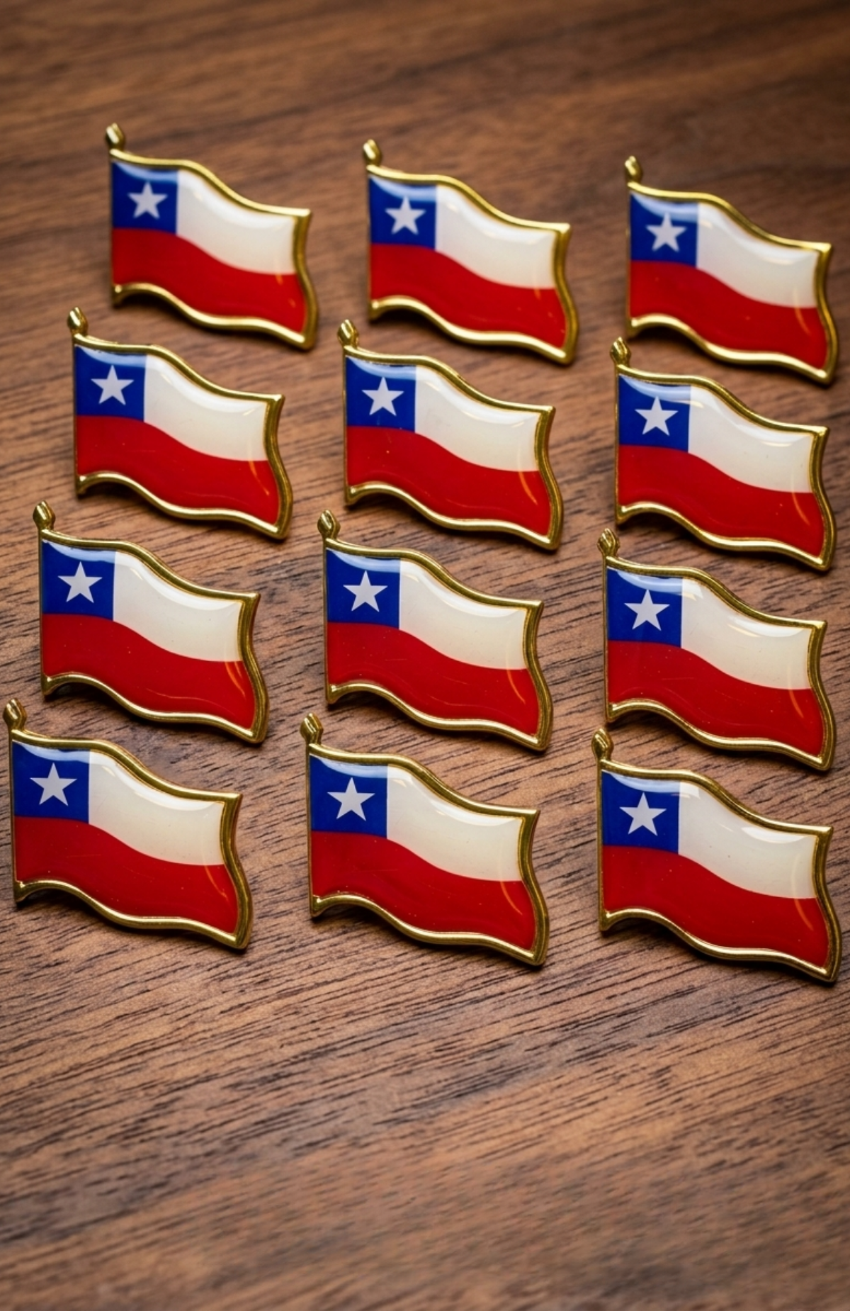 Pack 12 Piochas Pin Bandera Chile Metalica Boton Broche