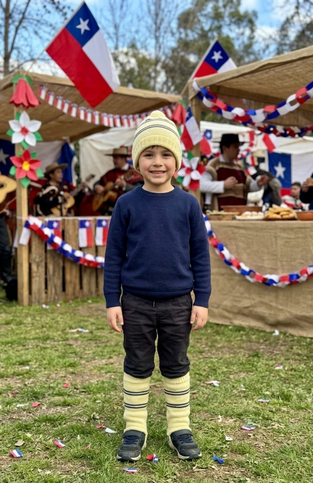 Set De Gorro Y Polainas Chilote Bailes Típico Fiestas Patrias