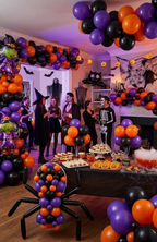 Globos De Látex Halloween Negro Naranja Y Morado 48 Piezas