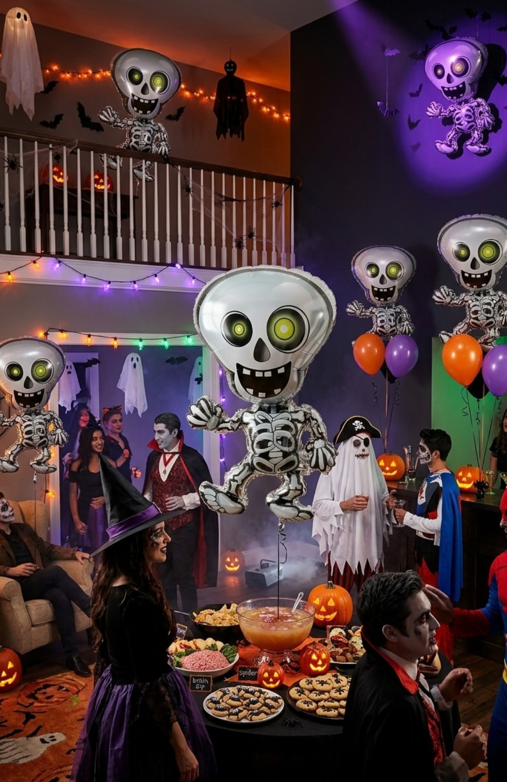 Globo Metalizado Esqueleto Halloween Gigante 48x80cm Decoración