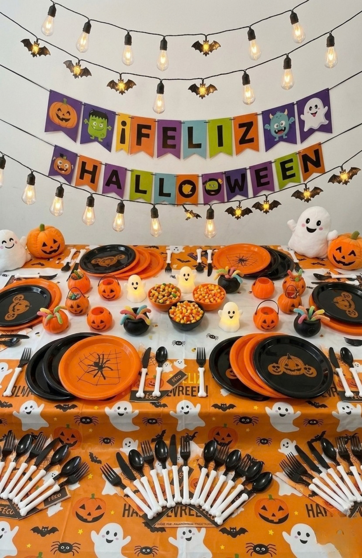 Pack 6 Platos De Plástico Halloween Fiesta Decorativo