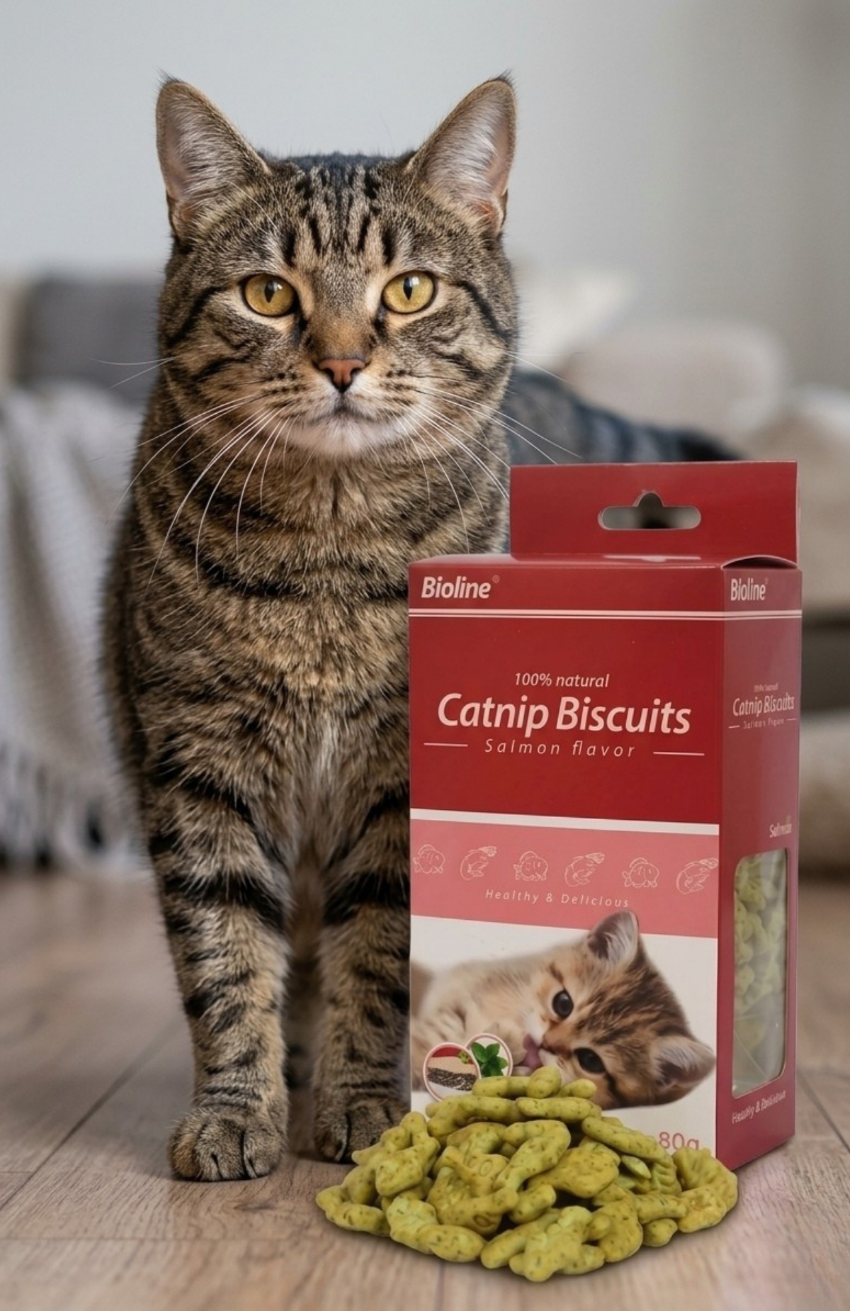 Snack Bioline Para Gato Con Catnip Y Salmón / Bacalao 80 G