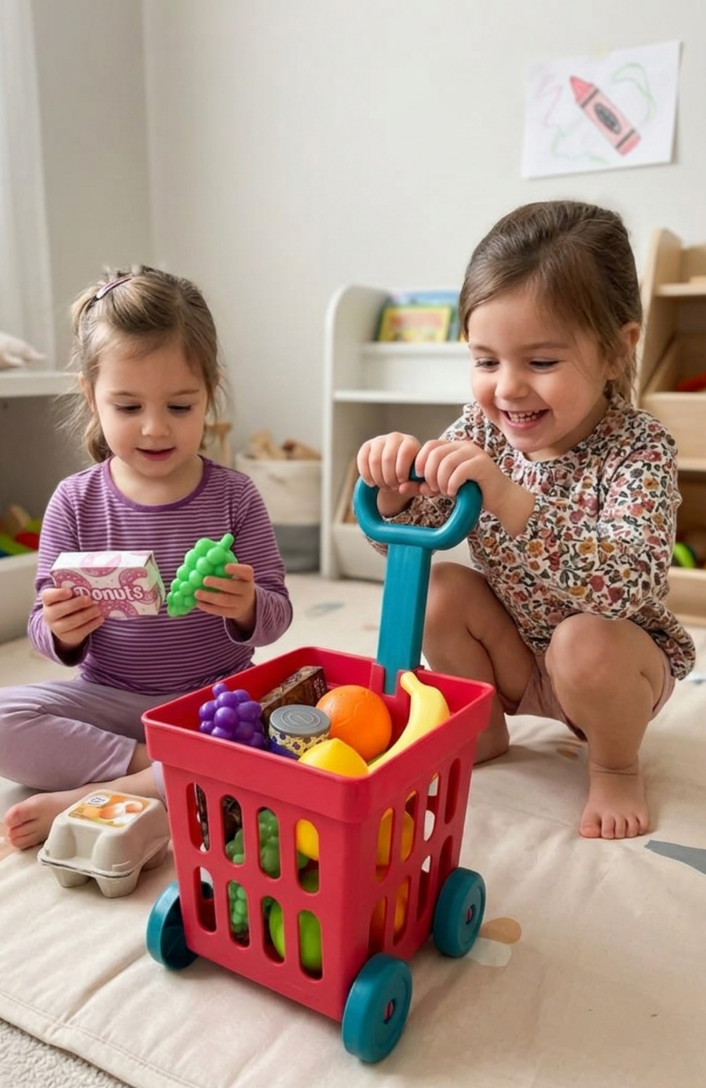 Carrito Compras Juguete Para Niños Con Frutas Y Alimentos