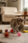 Set 6 Juguetes Para Gato Pelotas Con Cascabel Y Ratón