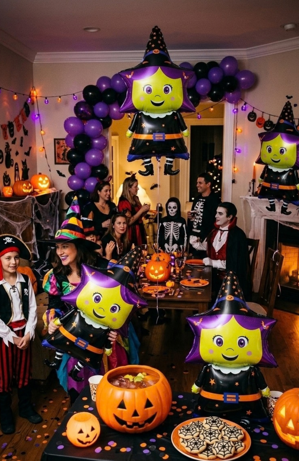 Globo Metalizado Brujita Halloween Gigante 48x99cm Decoración