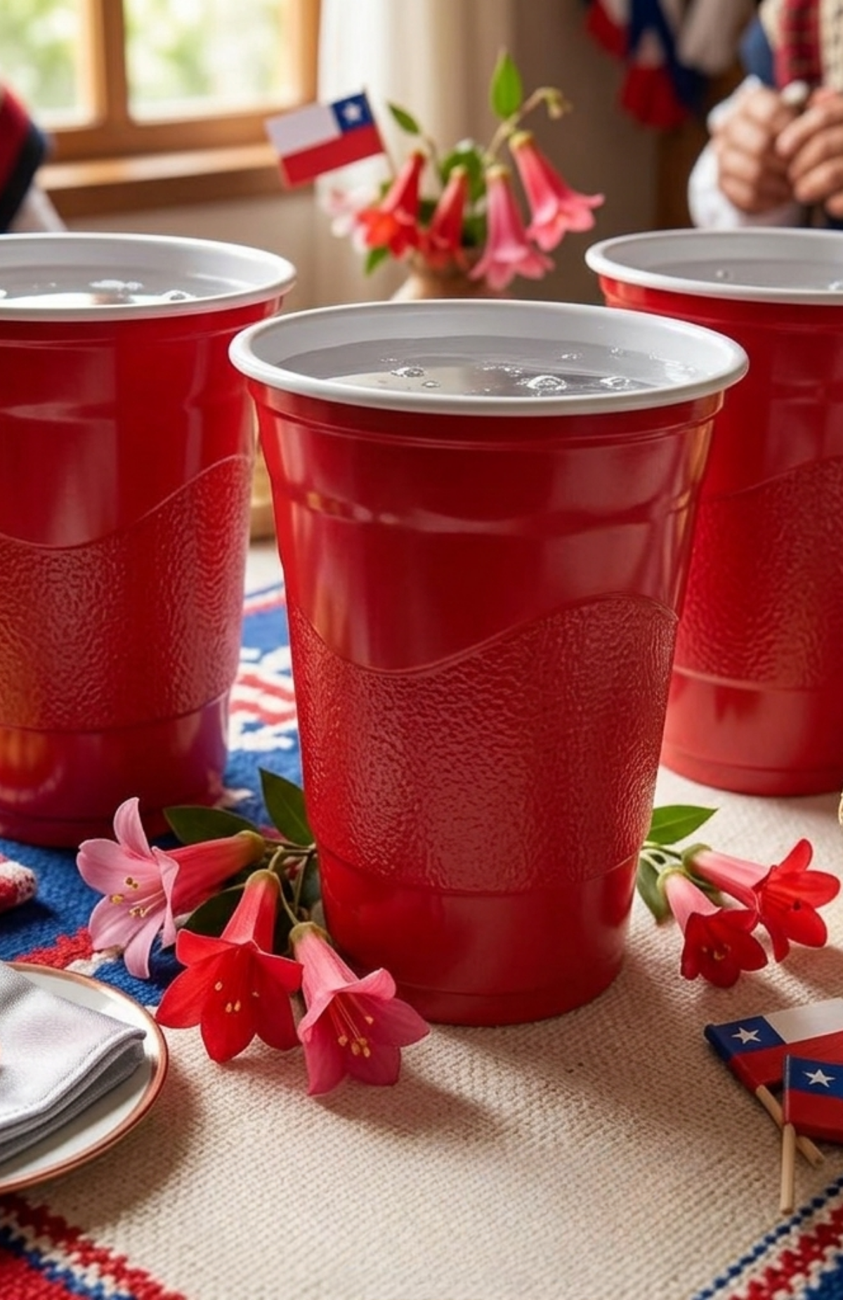 50 Vasos Bicolor Rojo Blanco Cheap 500cc Fiestas