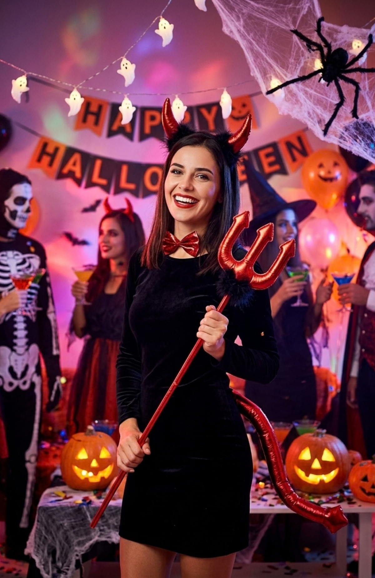 Set De Disfraz De Diablita 4 Piezas Sexy Halloween