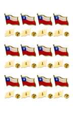 Pack 12 Piochas Pin Bandera Chile Metalica Boton Broche