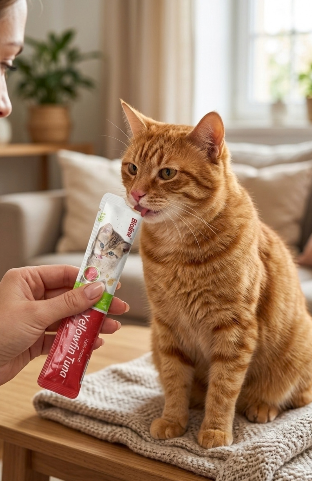 Pack 6 Snack Líquido Gatos Bioline Sabor Bonito (atún) 15 G