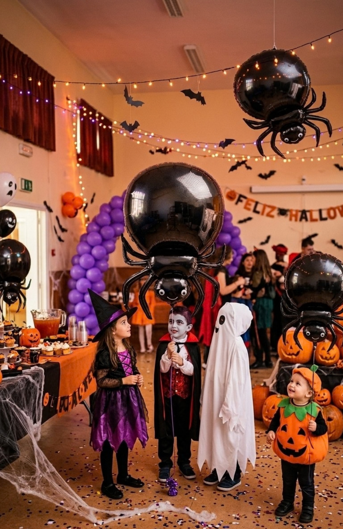 Globo Metalizado Araña Halloween Gigante 54x80cm Decoración