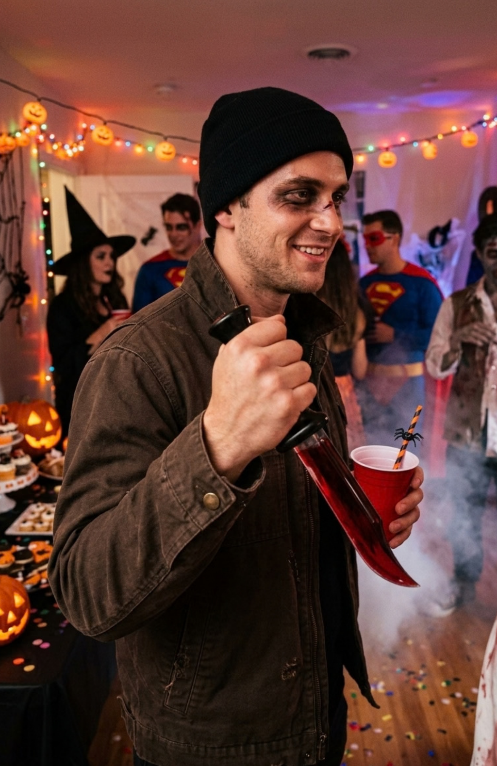 Cuchillo Falso Sangre Falsa Que Fluye Efecto Real Halloween