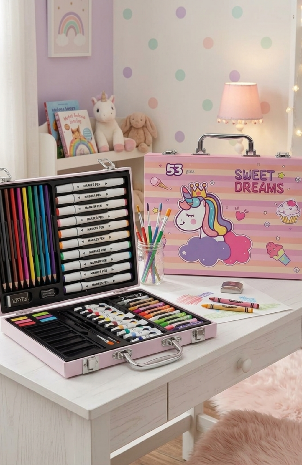 Estuche Maletín Set De Arte 53 Piezas, Para Dibujar Y Pintar