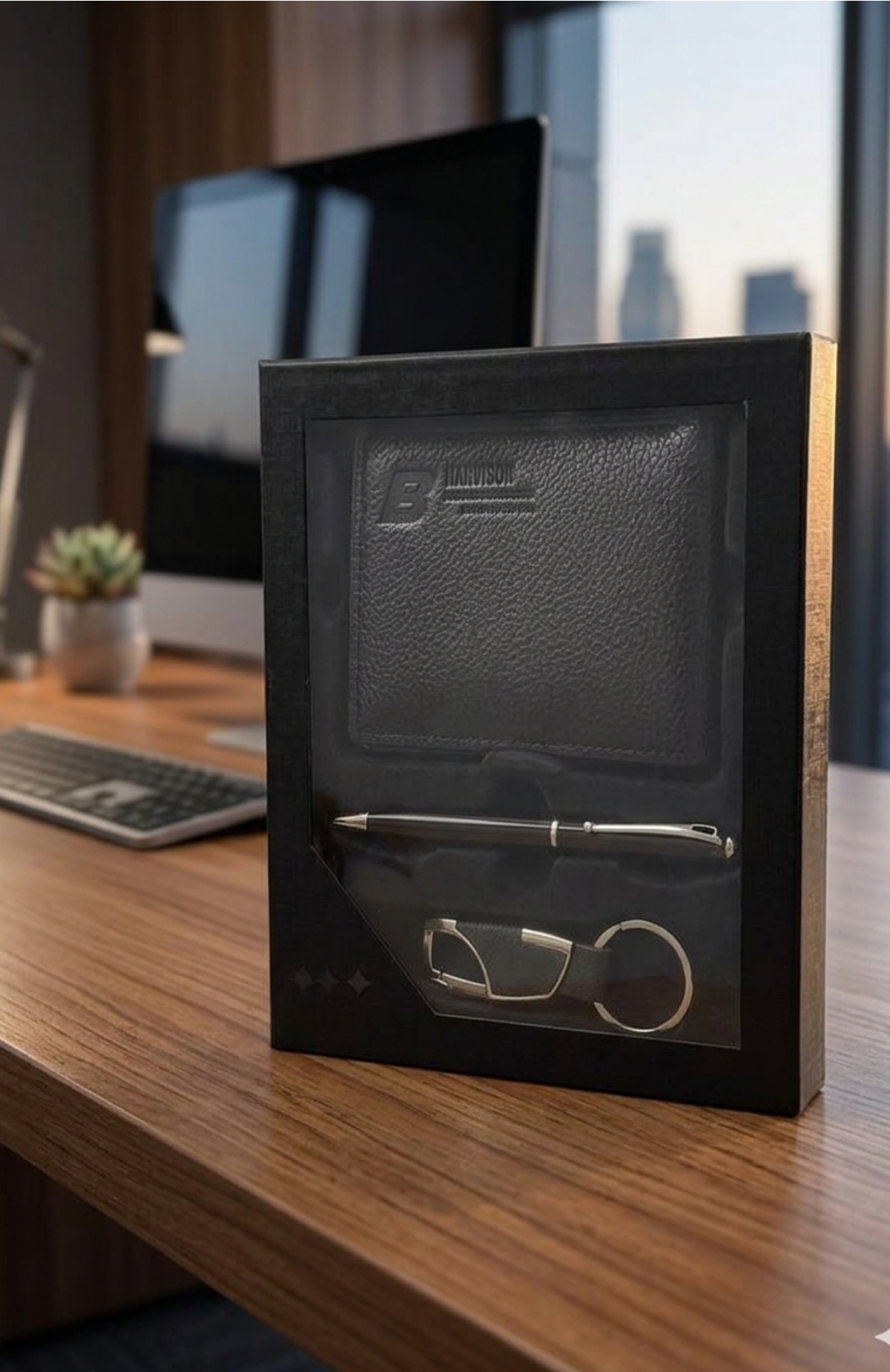Set De Regalo Hombre Billetera Lapicero Y Llavero Elegante