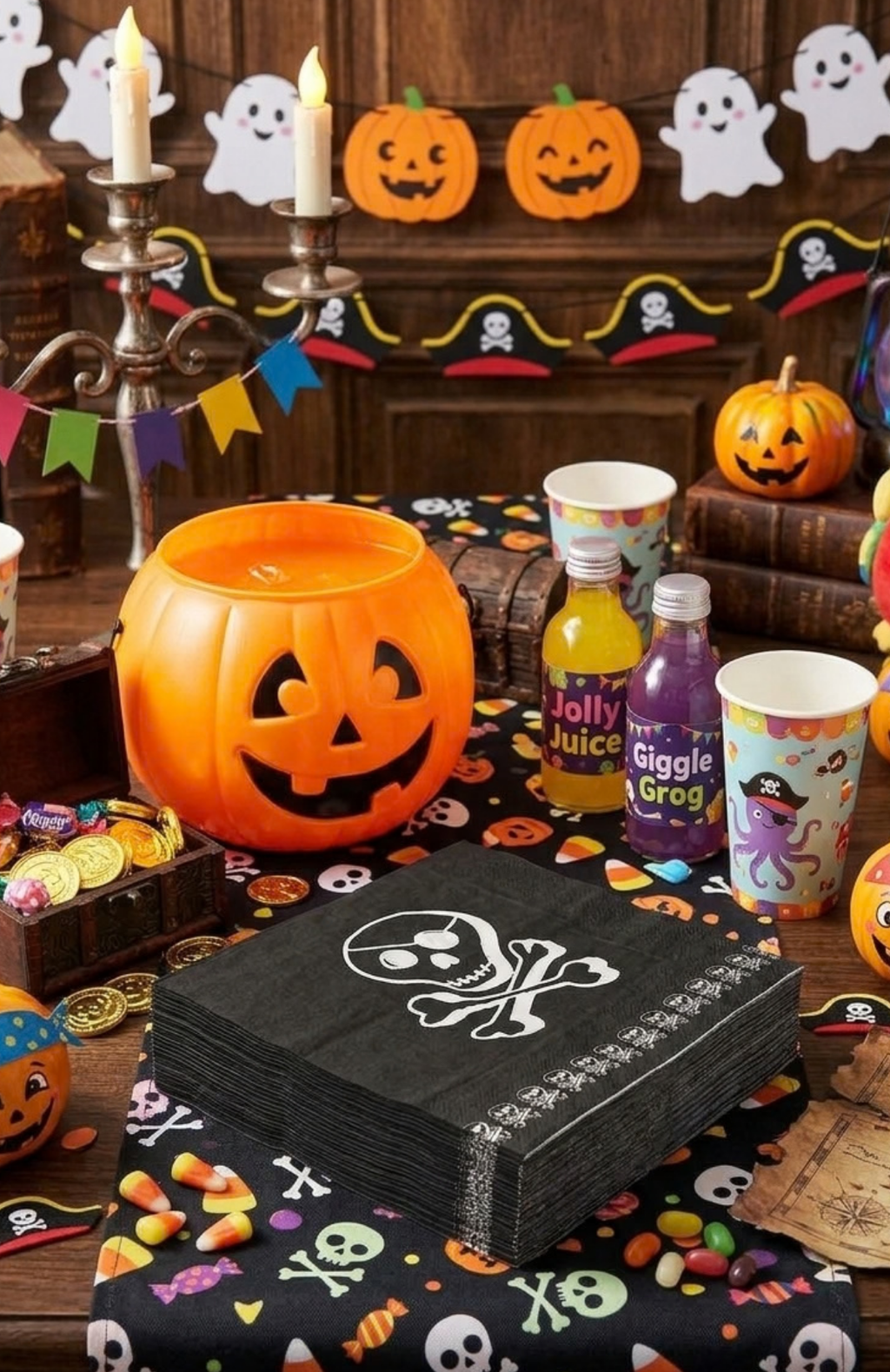 Pack 20 Servilletas Halloween Calavera 20 Unidades Multiuso