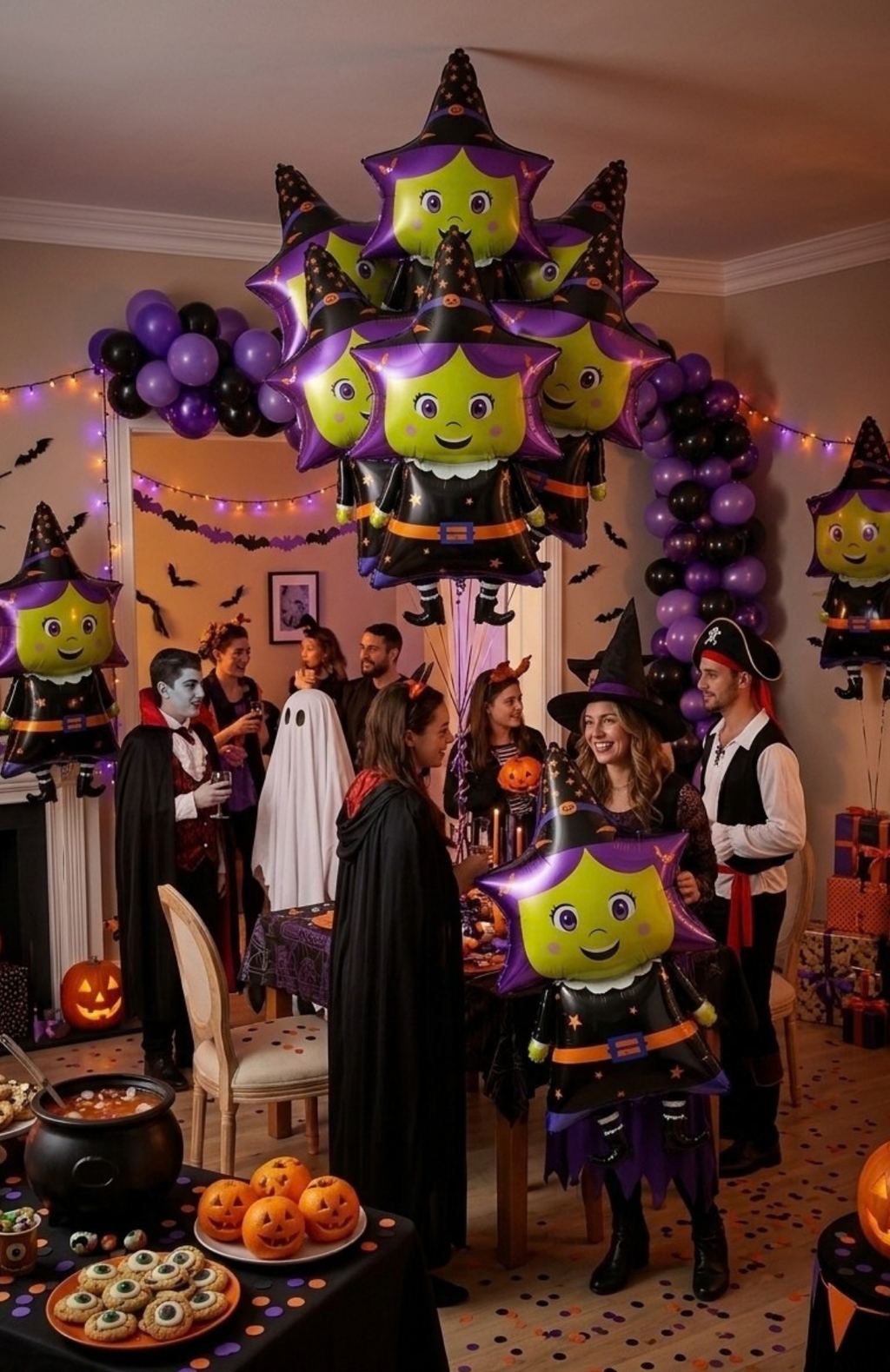 Globo Metalizado Brujita Halloween Gigante 48x99cm Decoración