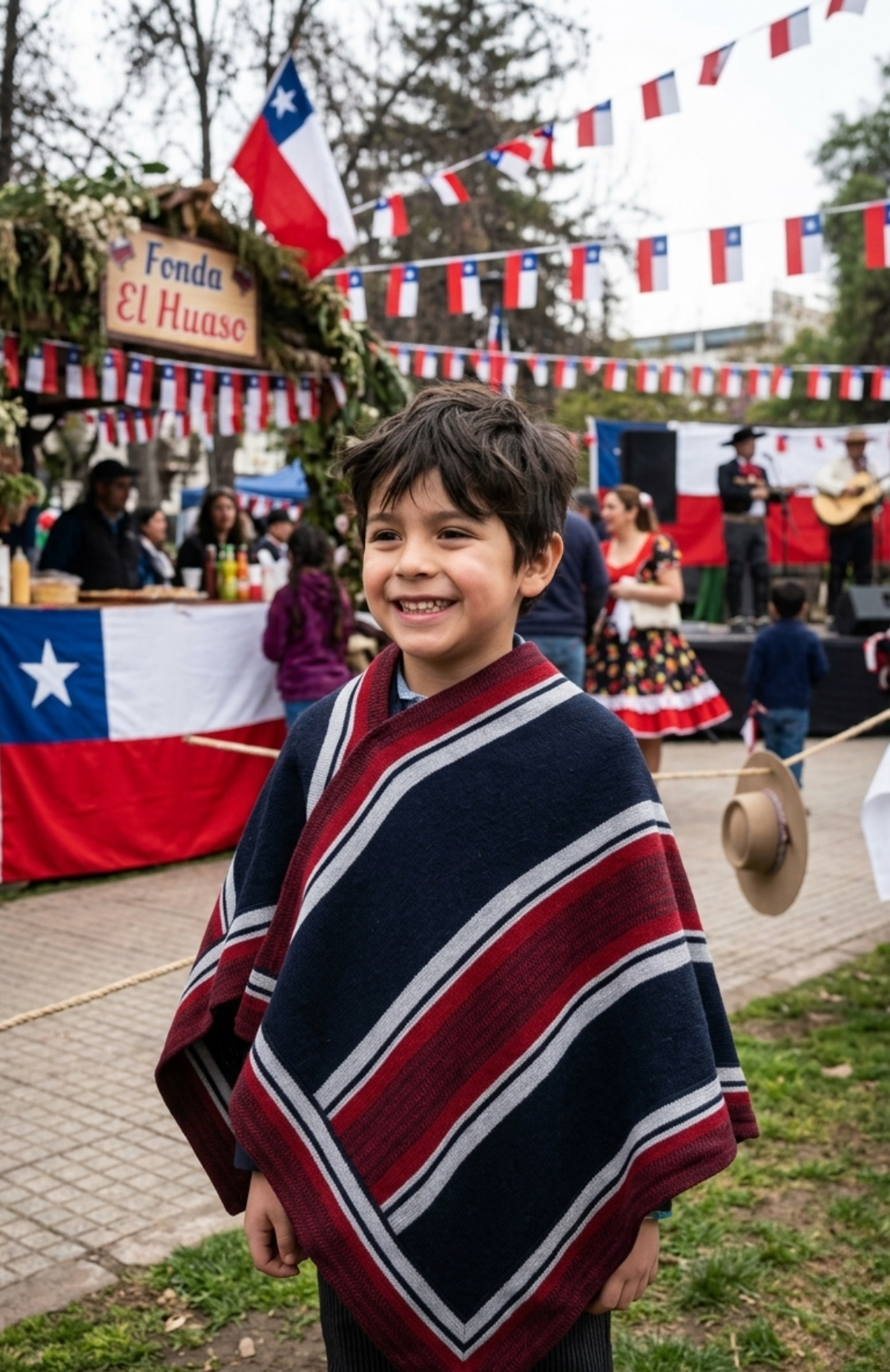 Manta Poncho Huaso Baile Cueca Fecha Patrias 67x100cm