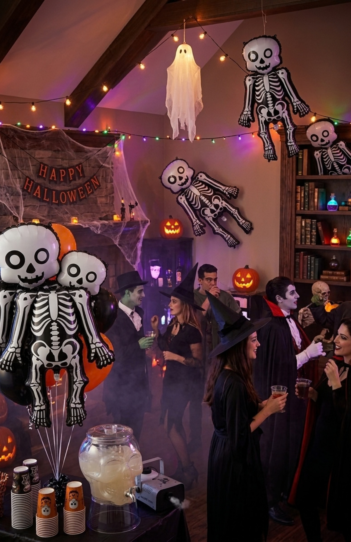 Globo Metalizado Esqueleto Halloween Gigante 53x92cm Decoración