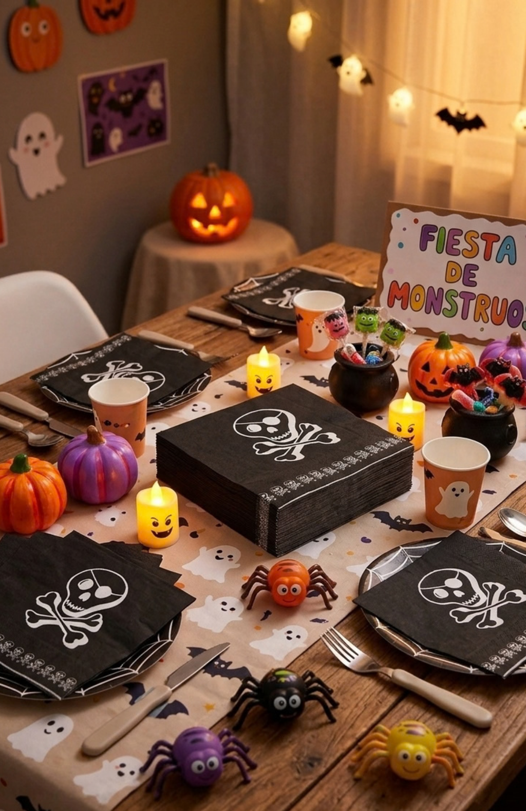 Pack 20 Servilletas Halloween Calavera 20 Unidades Multiuso