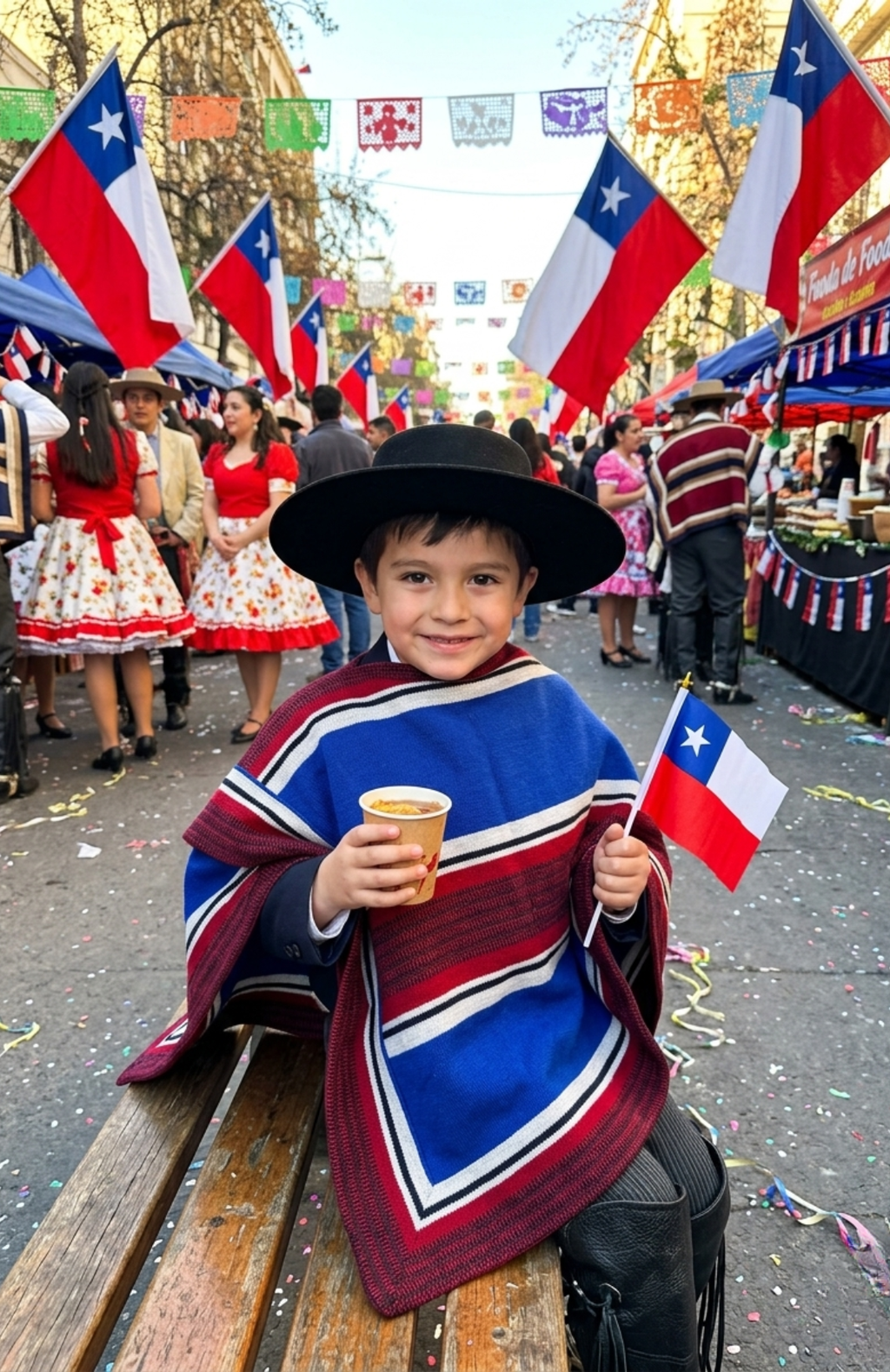 Manta Poncho Huaso Baile Cueca Fecha Patrias 67x100cm