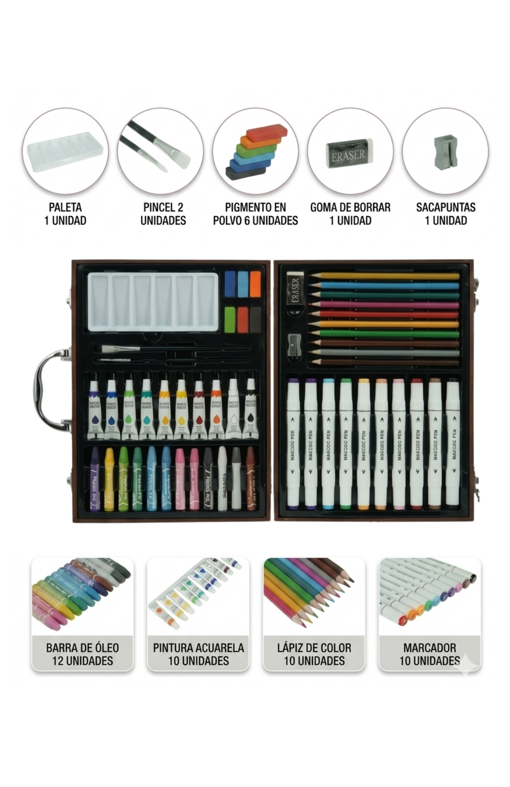 Estuche Maletín 53 Piezas, Para Pintar Y Dibujar
