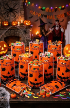 Pack 10 Bolsas Para Dulces Halloween Plásticas Con Manilla 16.5x25.5cm (Trick Or Treat)