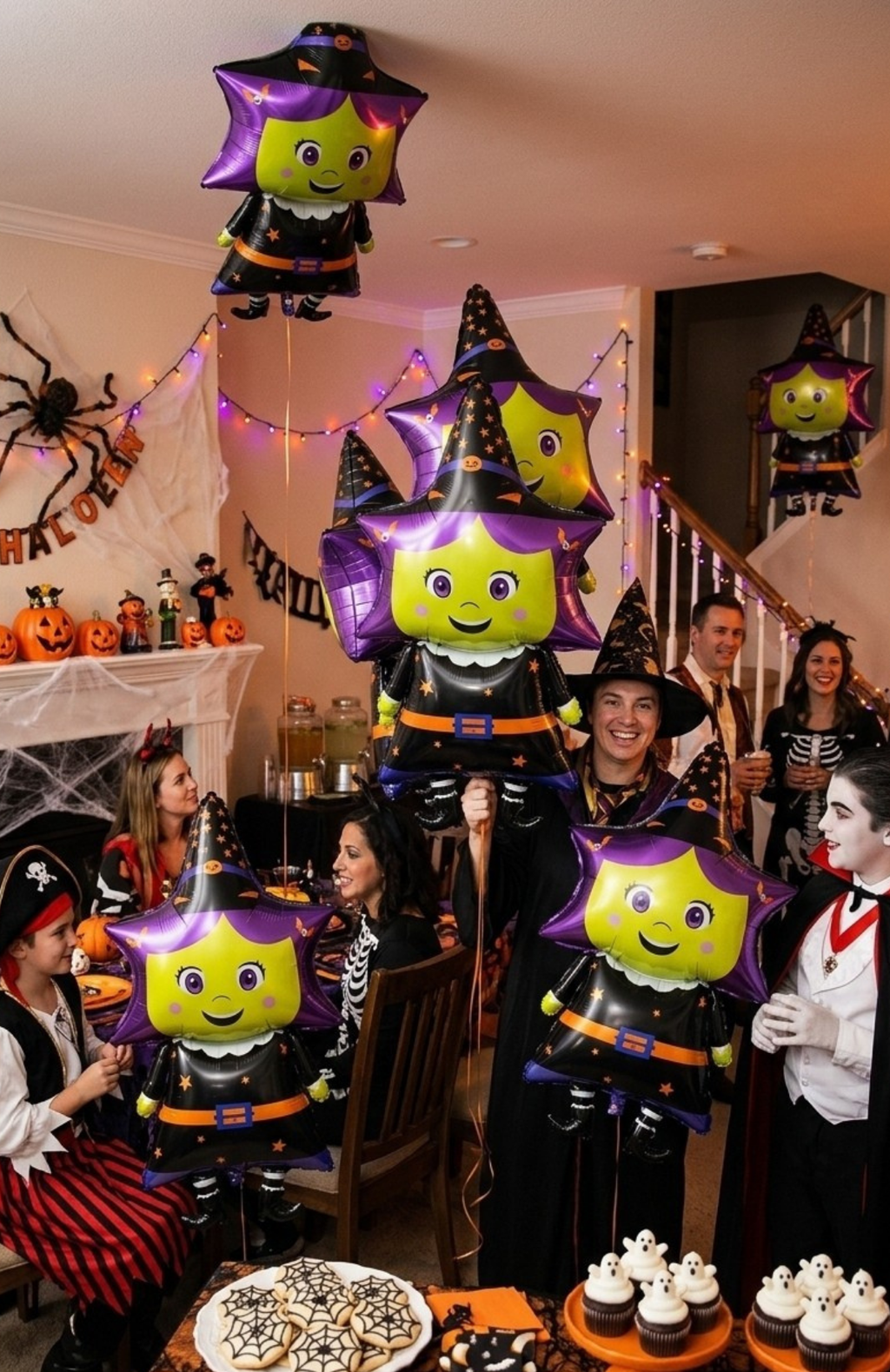 Globo Metalizado Brujita Halloween Gigante 48x99cm Decoración