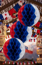 Pack 3 Esferas Tricolor 30cm Decoración Para Fiestas Patrias