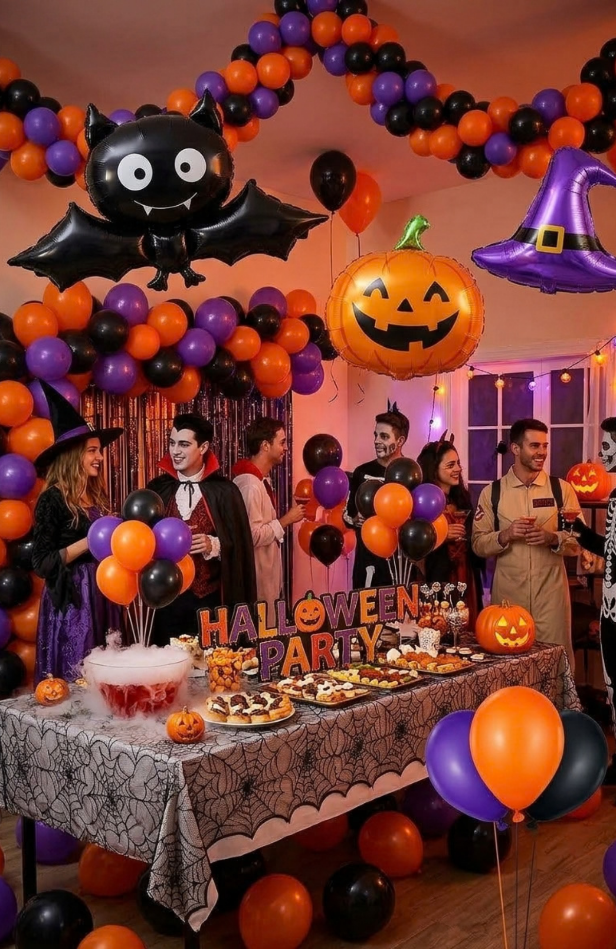 Globos De Látex Halloween Negro Naranja Y Morado 48 Piezas