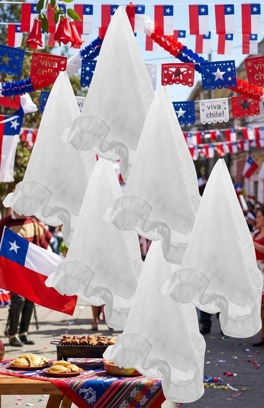 Packs Pañuelos Para Cueca Blonda Blancos Fiesta Chile