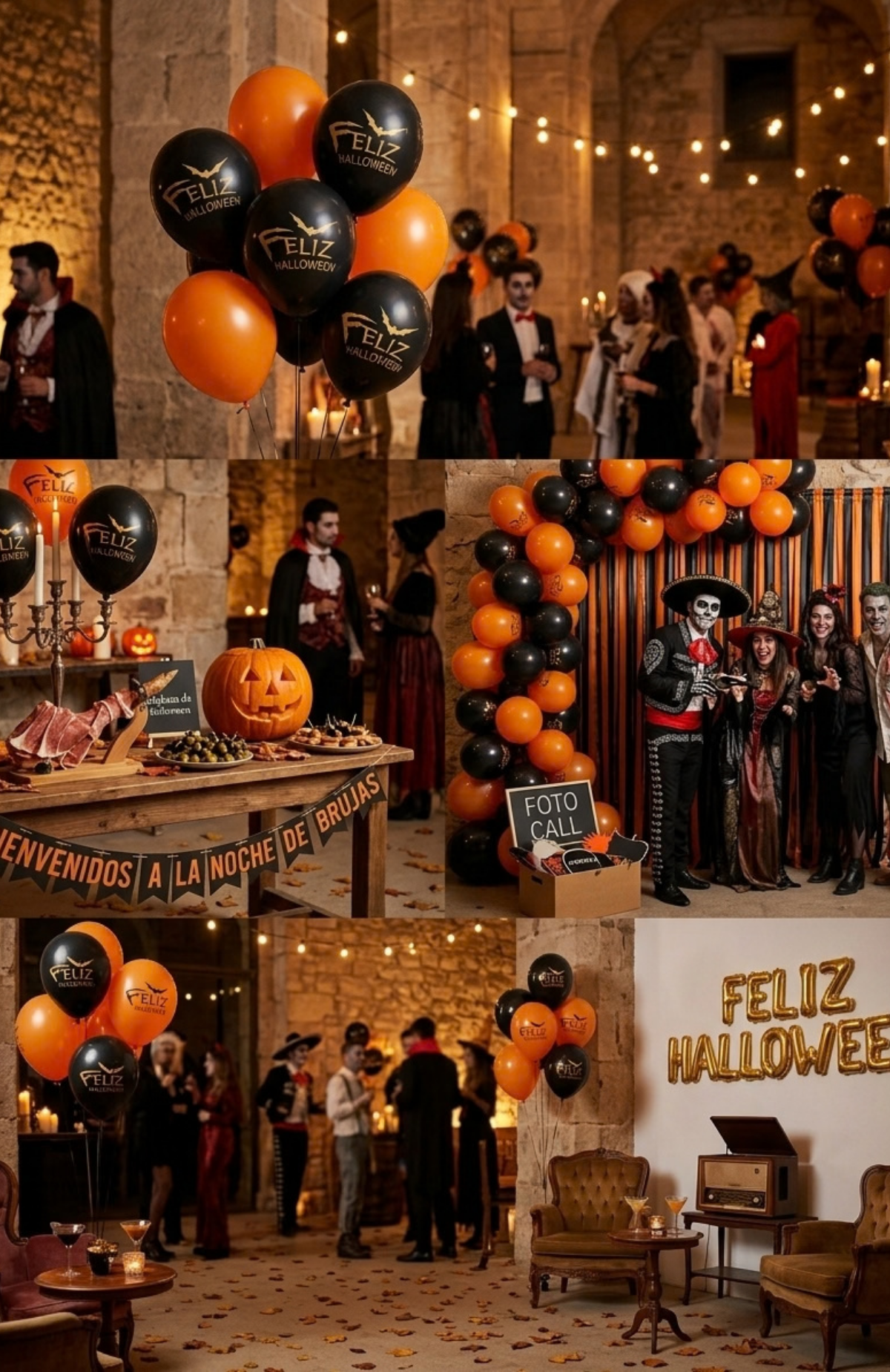 Set 7 Globos De Látex Halloween Feliz Halloween Cotillón