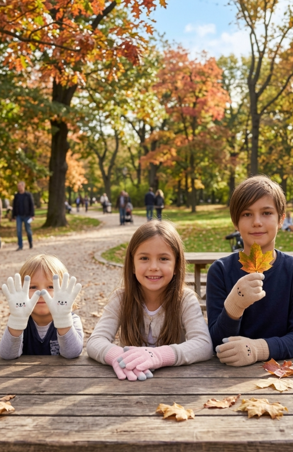 Guantes Táctiles Lana Térmicos Osito Para Niñas 6 A 10 Años