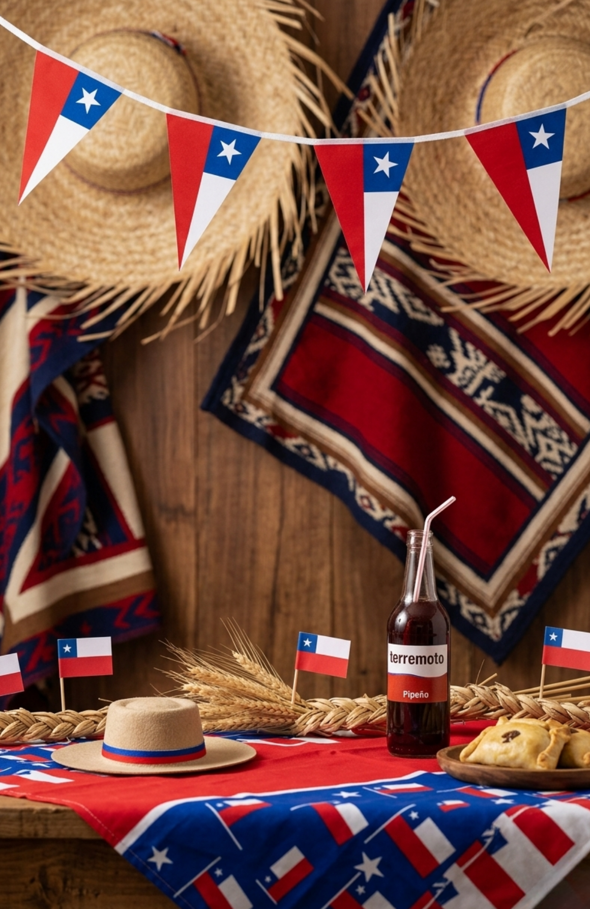 Pack 3 Guirnalda Fiestas Patrias Banderines 20x28 Cm - 3.5 M